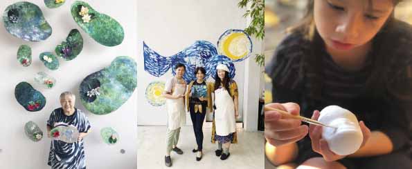 <モネのサマーアトリエ/ゴッホのアートイベント/8cm達磨の絵付けの様子>